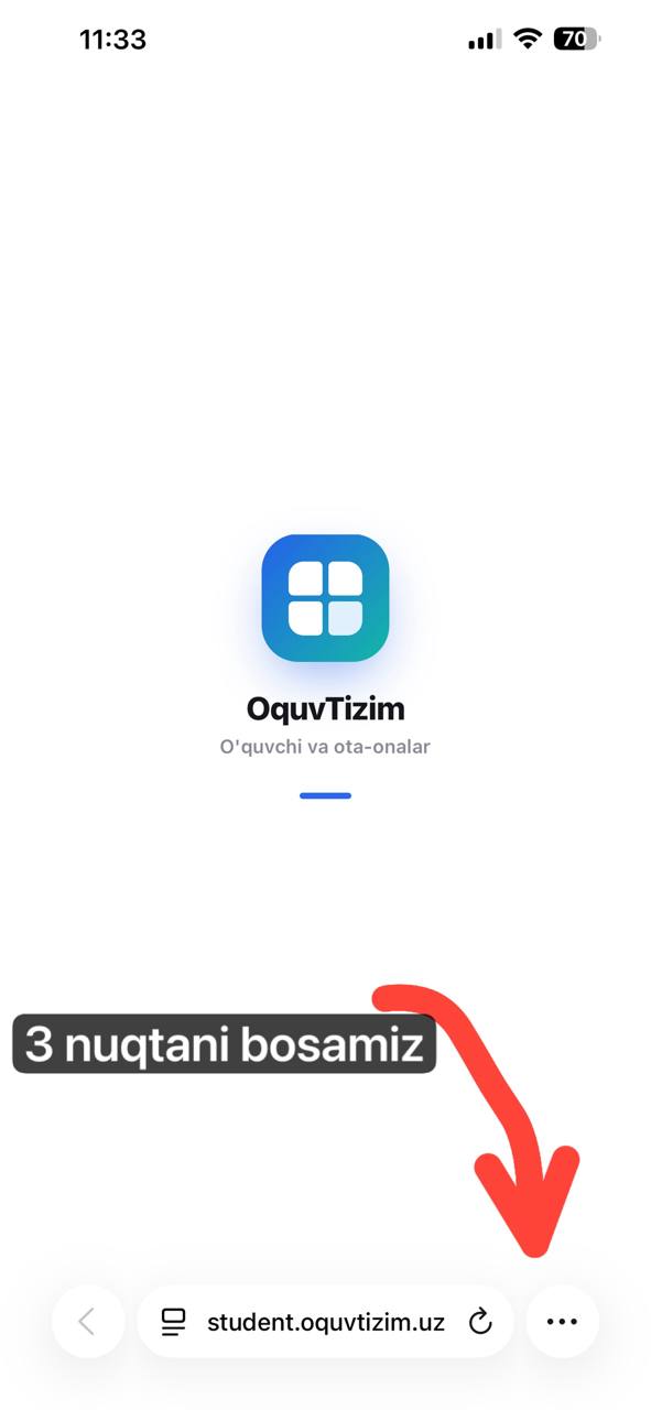Safari pastki qatoridagi uch nuqta tugmasi